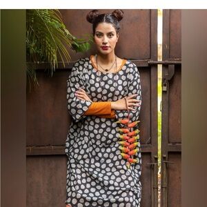 Gudrun Sjoden Yoiko Organic Cotton Beige Spot Dress Size: XL